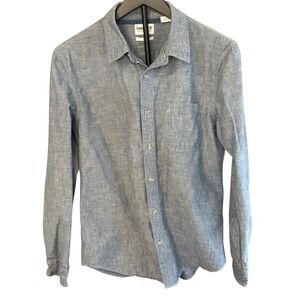 Timberland Mens Slim Fit Blue Chambray Cotton Button Down Shirt M TB0A1KZF